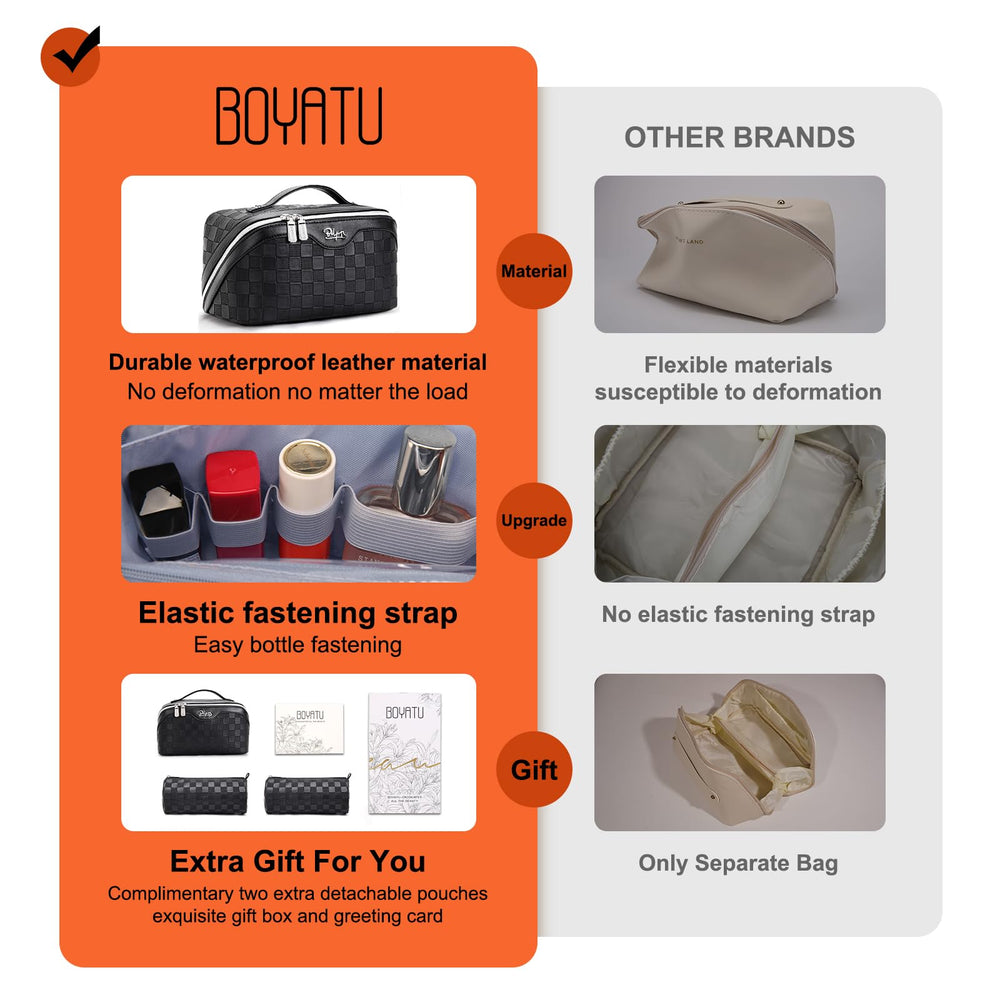 BOYATU open makeup organizer revealing compartments and brushes in one view