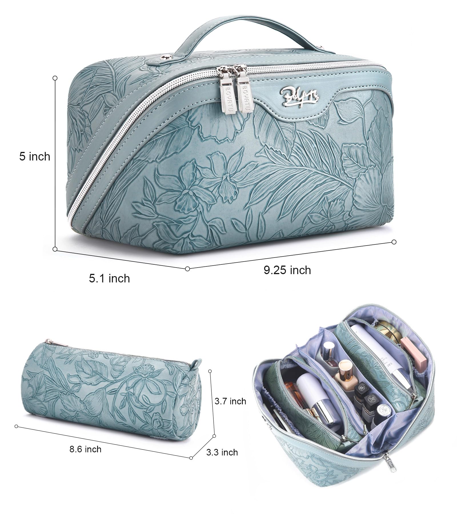 BOYATU makeup bag interior compartments keep cosmetics neatly separated