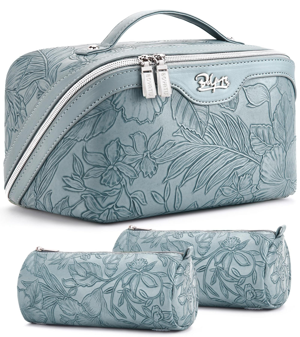 BOYATU floral travel makeup bag set with large capacity for organized trips