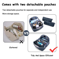 BOYATU travel makeup bag with divider, keeps brushes organized during trips