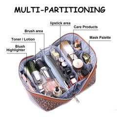 Boyatu waterproof PU leather makeup bag withstands travel spills