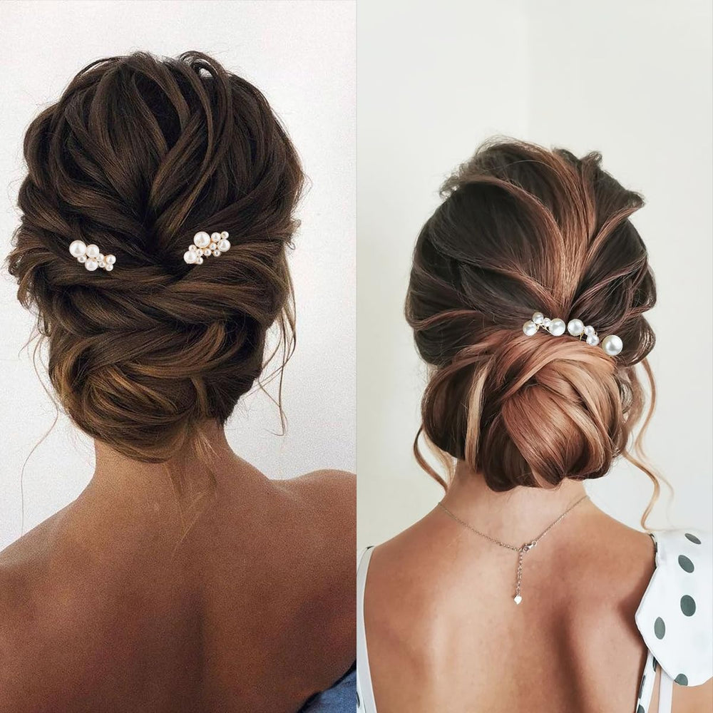 Pin de cabello BOYIVI con perlas doradas, sujeción estable.