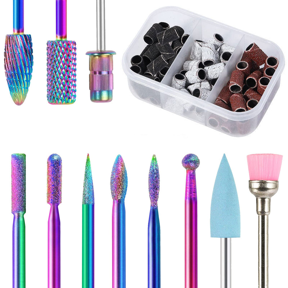 BQAN nail drill bits 10pc carbide set for versatile shaping.