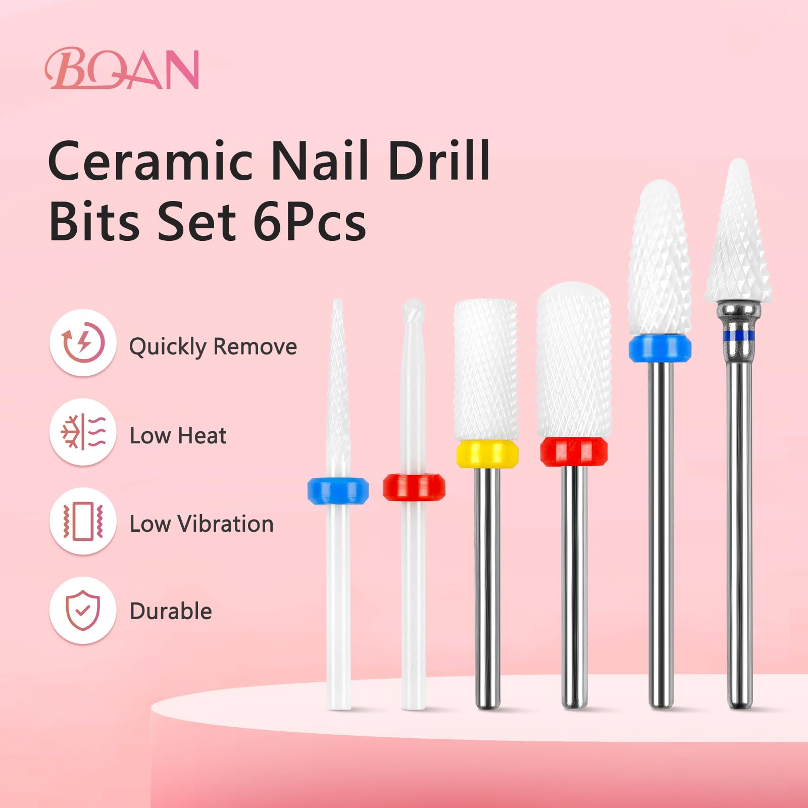 BQAN Ceramic bits close-up emphasizes durability and heat resistance