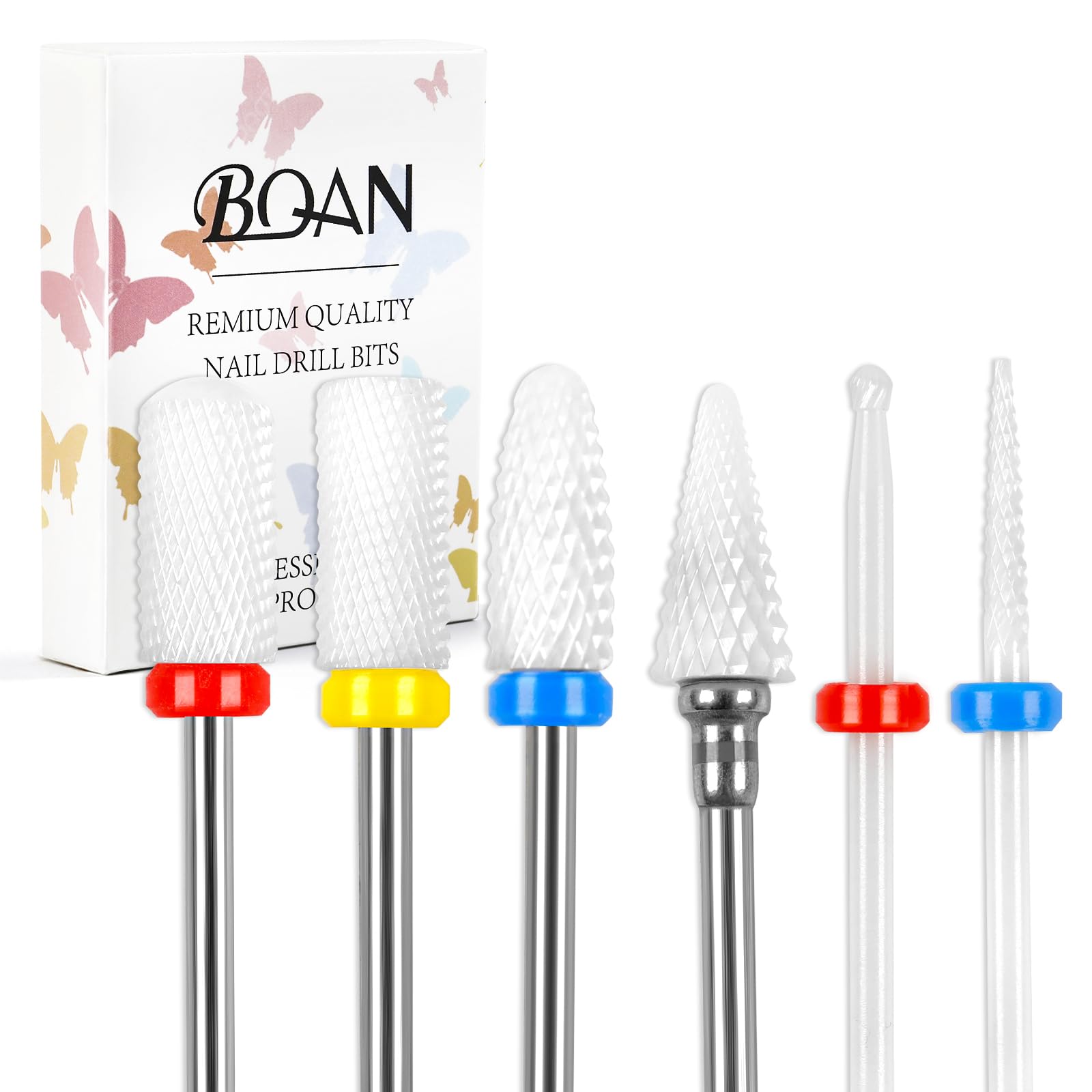 BQAN Nail Drill Bits Set front view highlights ceramic bits for precise prep