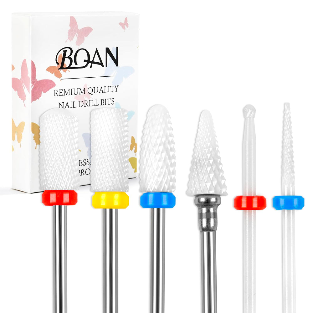 BQAN Nail Drill Bits Set front view highlights ceramic bits for precise prep