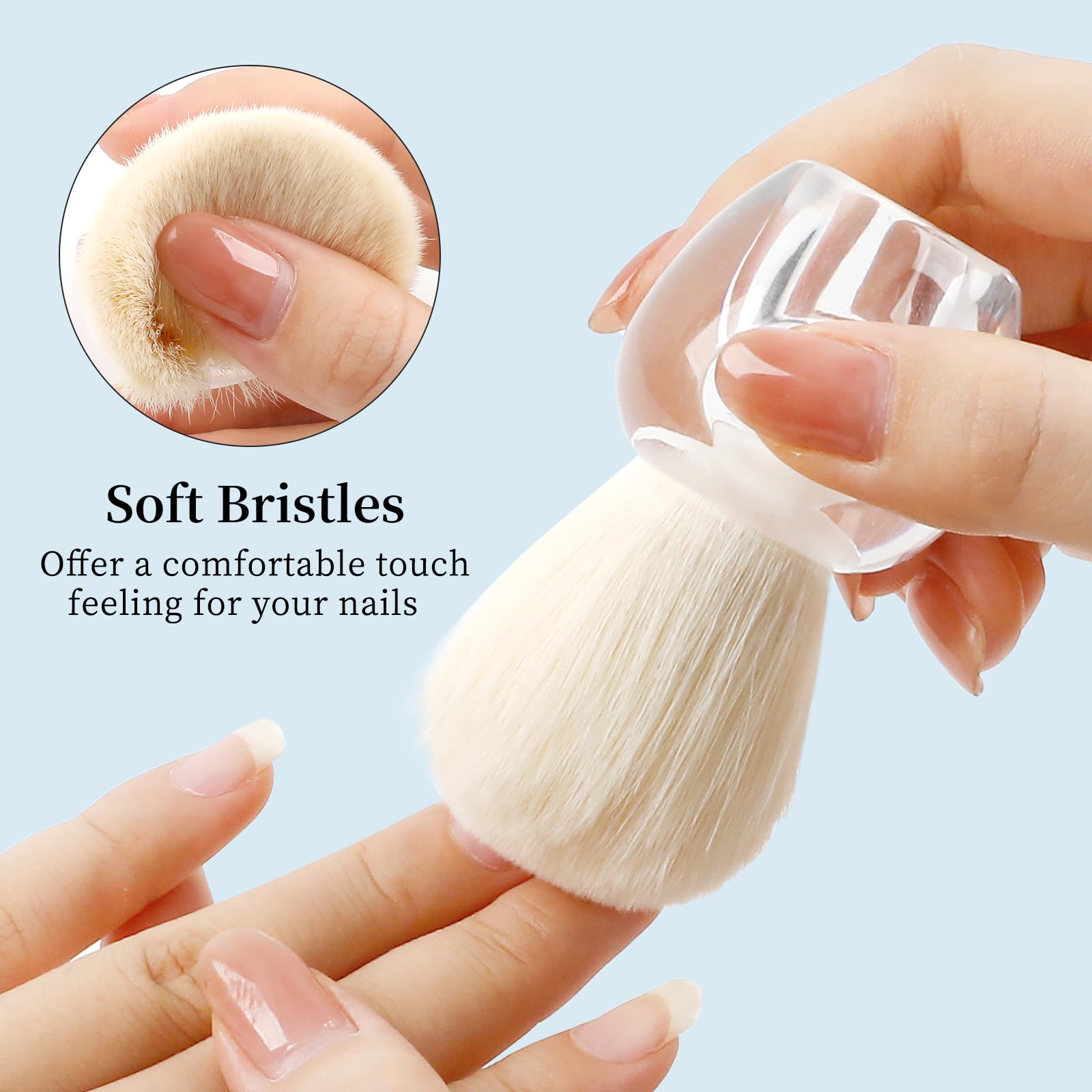 BQAN Nail Dust Brush with multi-use bristles for nail art and powder tasks.
