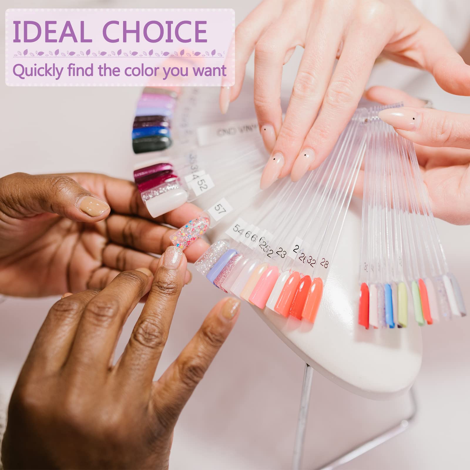 BQAN swatch sticks with numbered stickers for quick color selection.