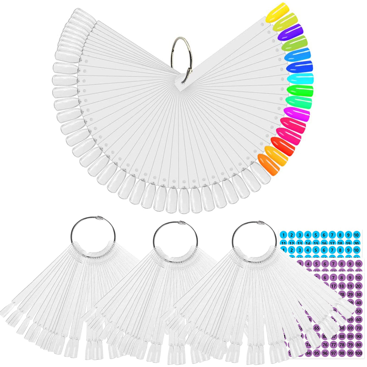 BQAN nail swatch sticks with ring assembly for clear client color display.