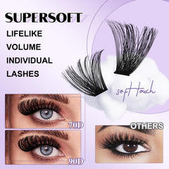 B&amp;Qaugen D Curl lash clusters 70D-90D provide natural lift and easy blending.