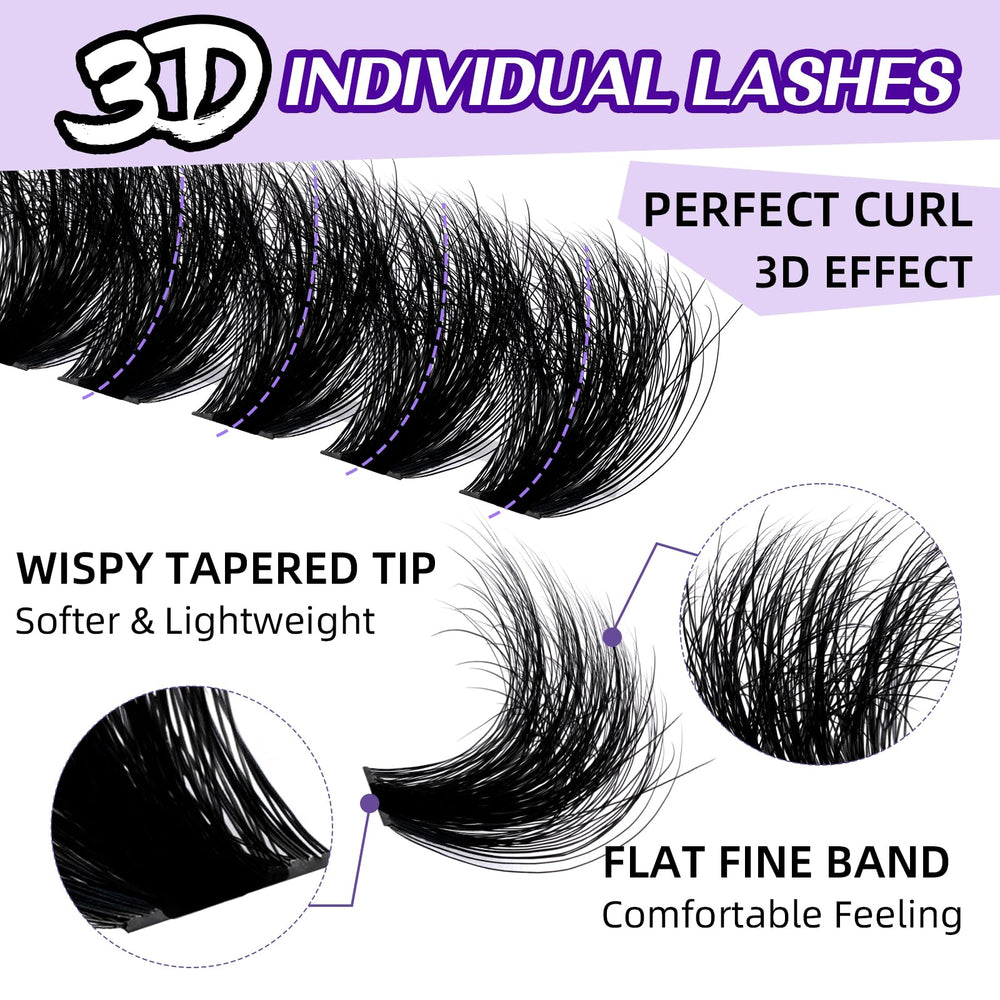 B&Qaugen Fluffy Lash Clusters 200D ready for 3D wispy effect