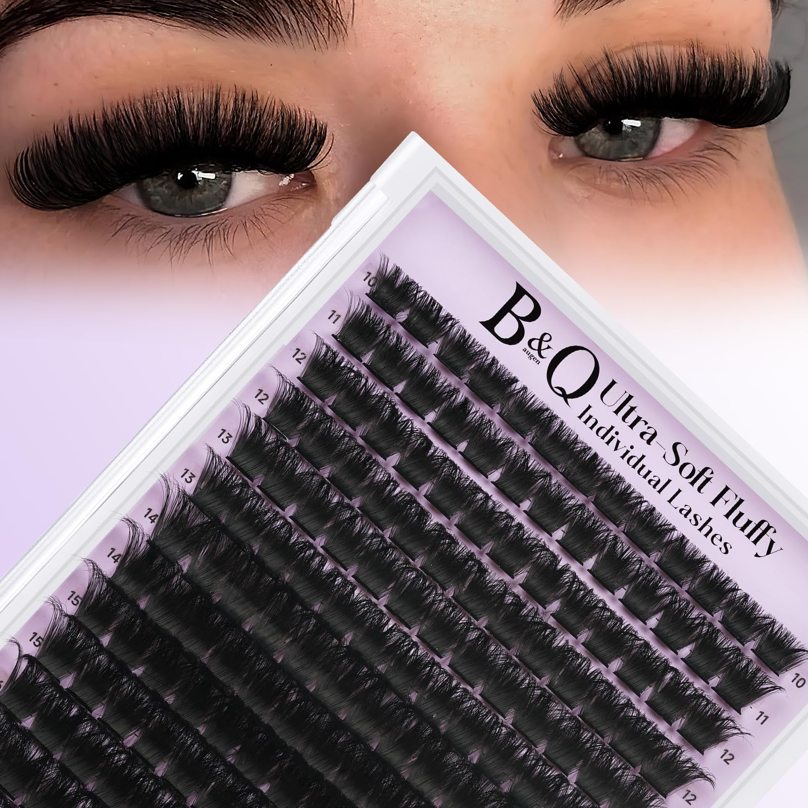 BQaugen fluffy lash clusters 200D for lightweight, voluminous look