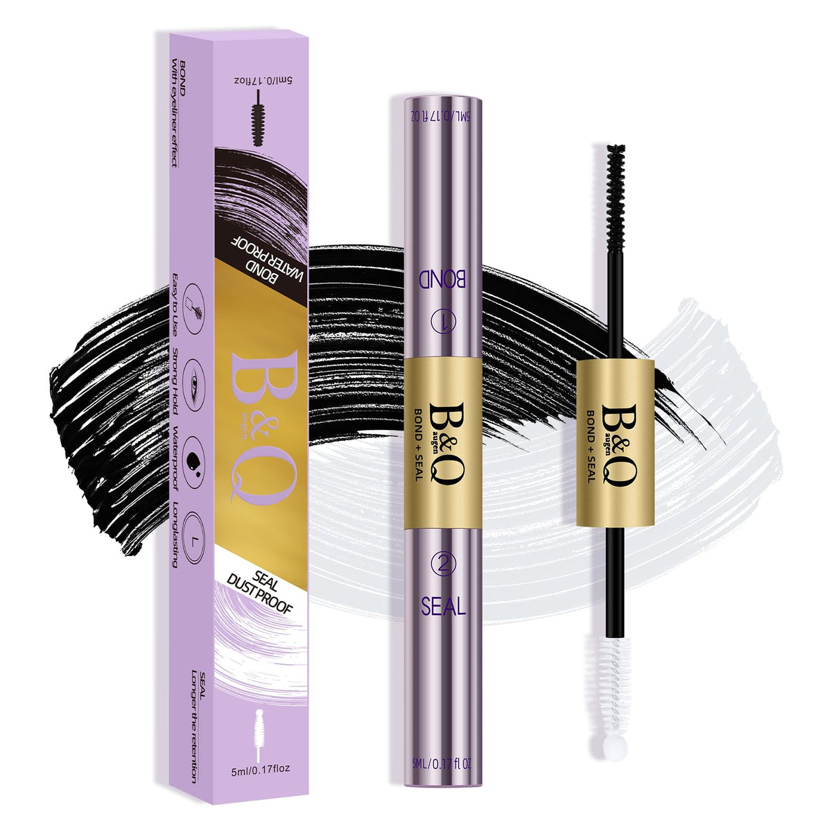 B&Qaugen Lash Bond & Seal 10ml bottle and brush for precise bonding