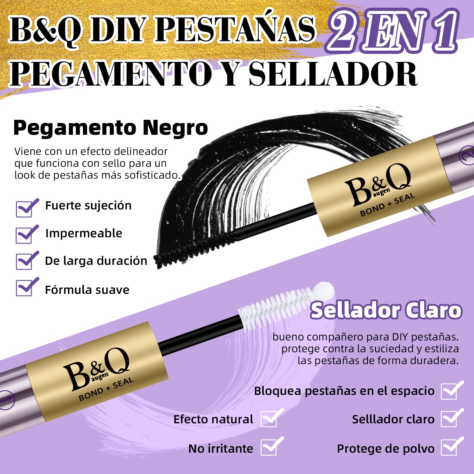 B&Qaugen dual-ended design supports bonding and sealing for stronger lash hold