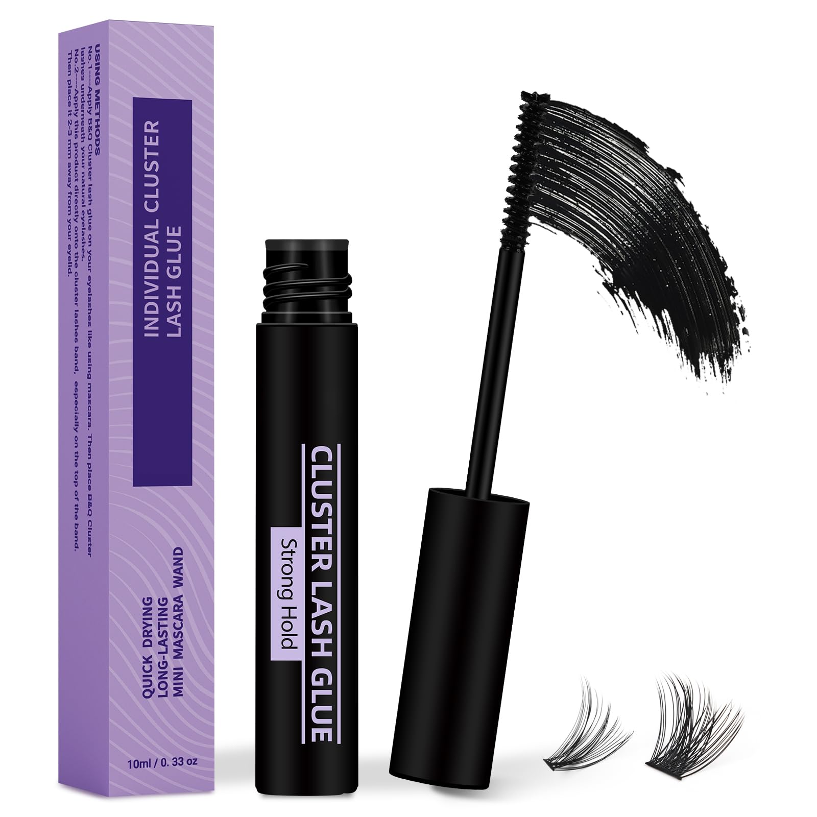 B&Qaugen Lash Cluster Glue 10ml bottle for a strong, long-lasting black bond.