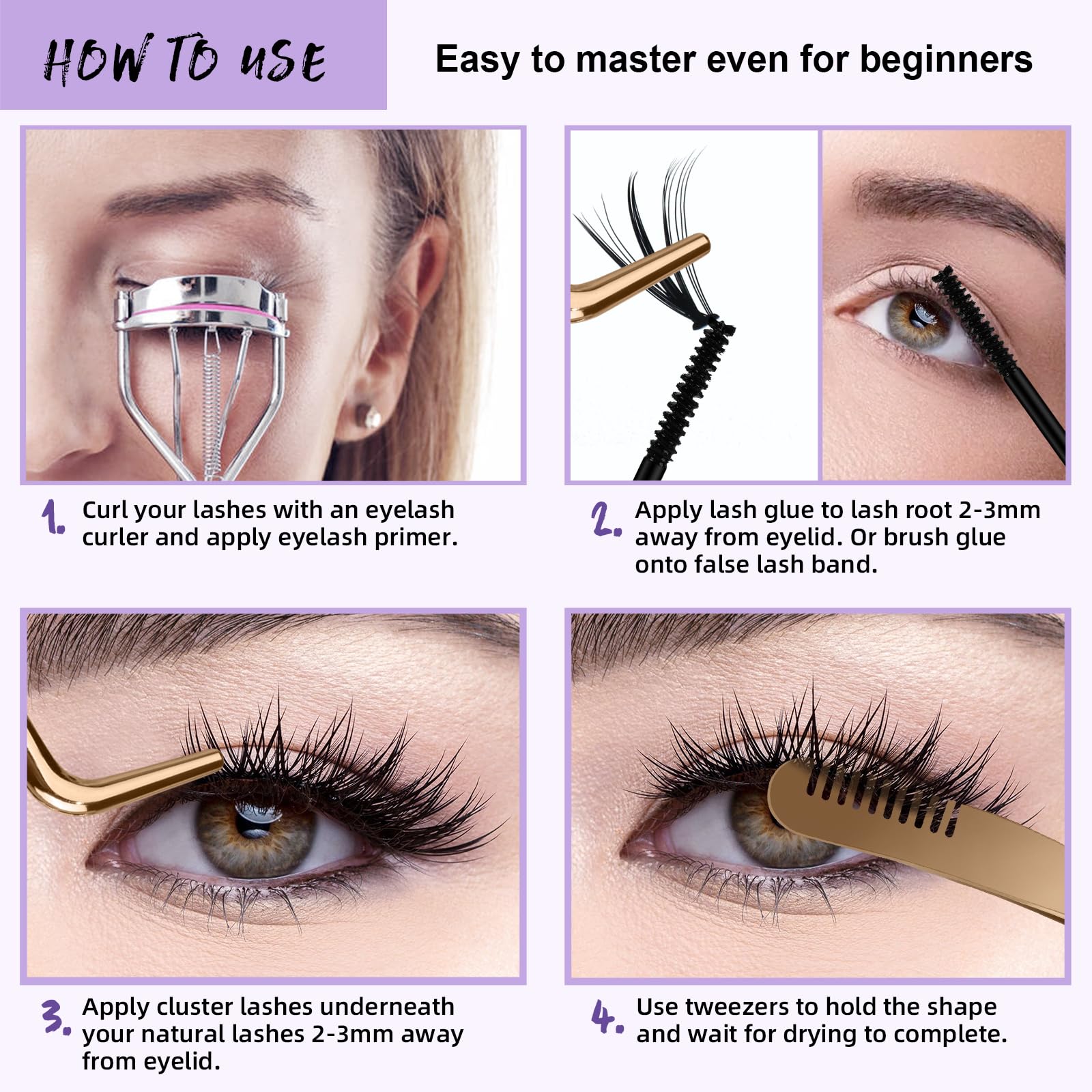 B&Qaugen Lash Cluster Glue provides a black shade matching natural lashes.