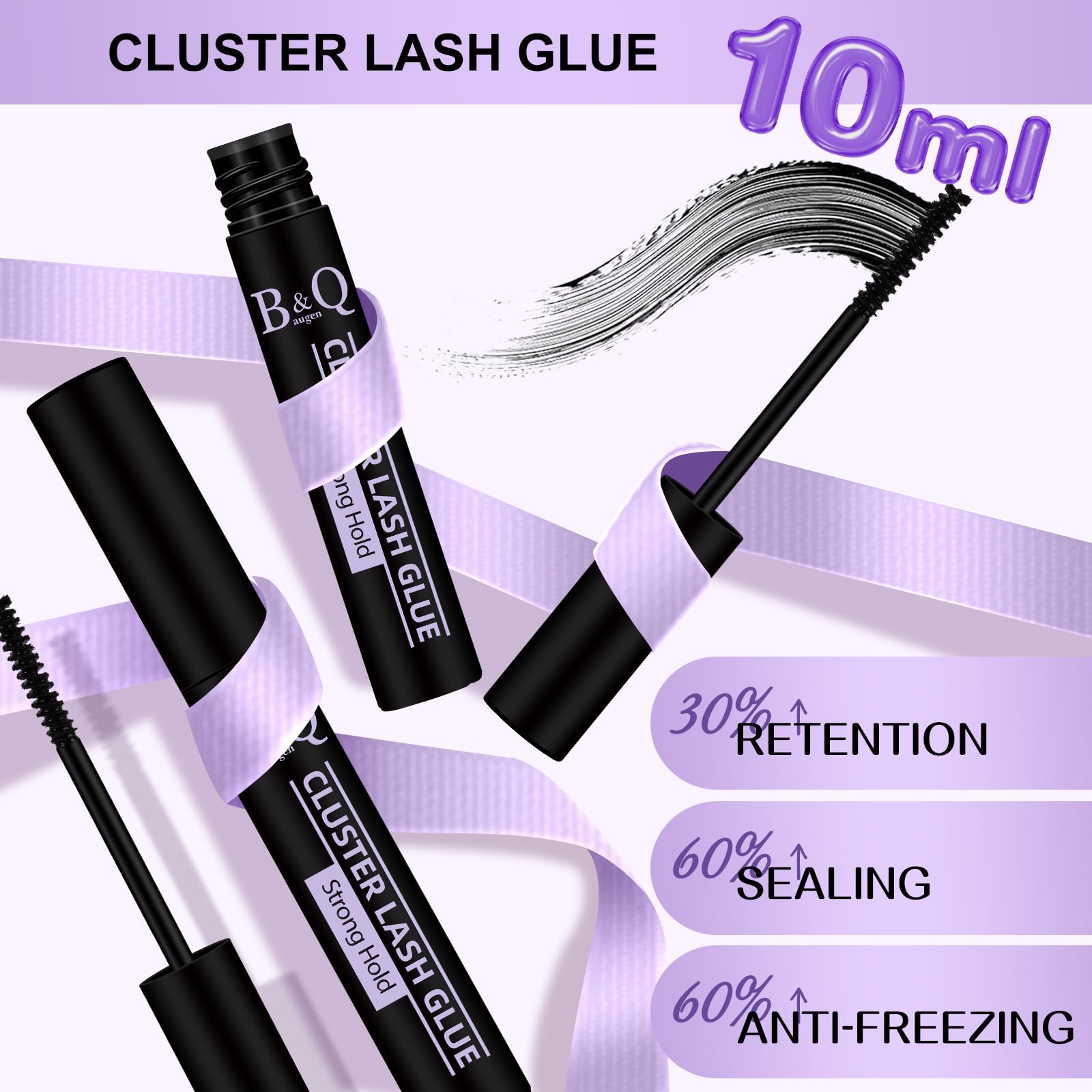 B&Qaugen mini wand applies glue to natural lashes for precise control.