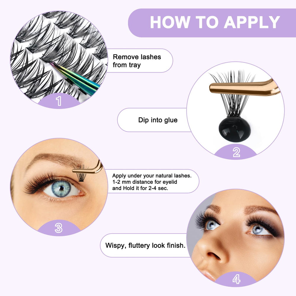 B&Qaugen clusters applied with tweezers for DIY lash setup