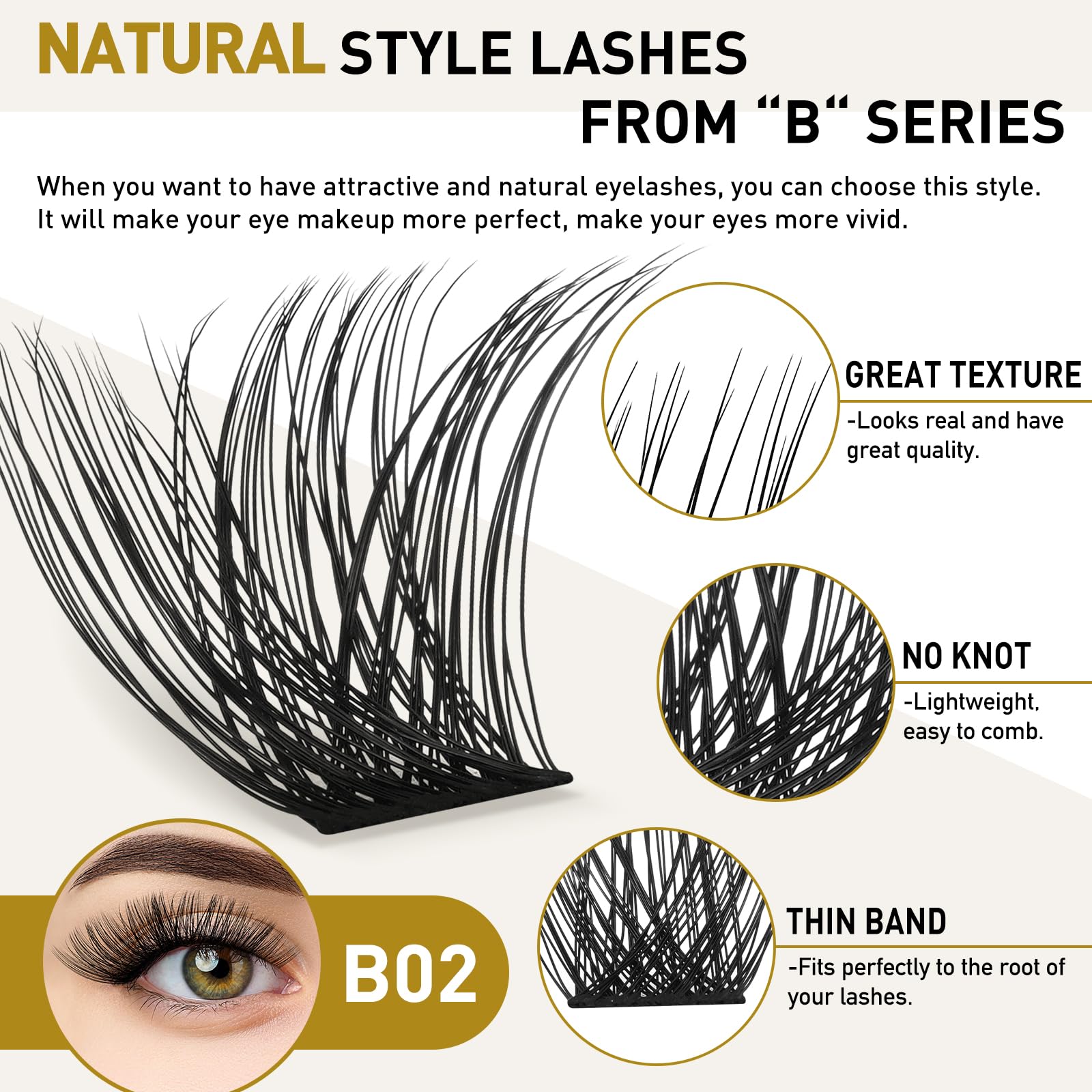 BQaugen lash clusters being applied with tweezers for precise, comfortable placement.