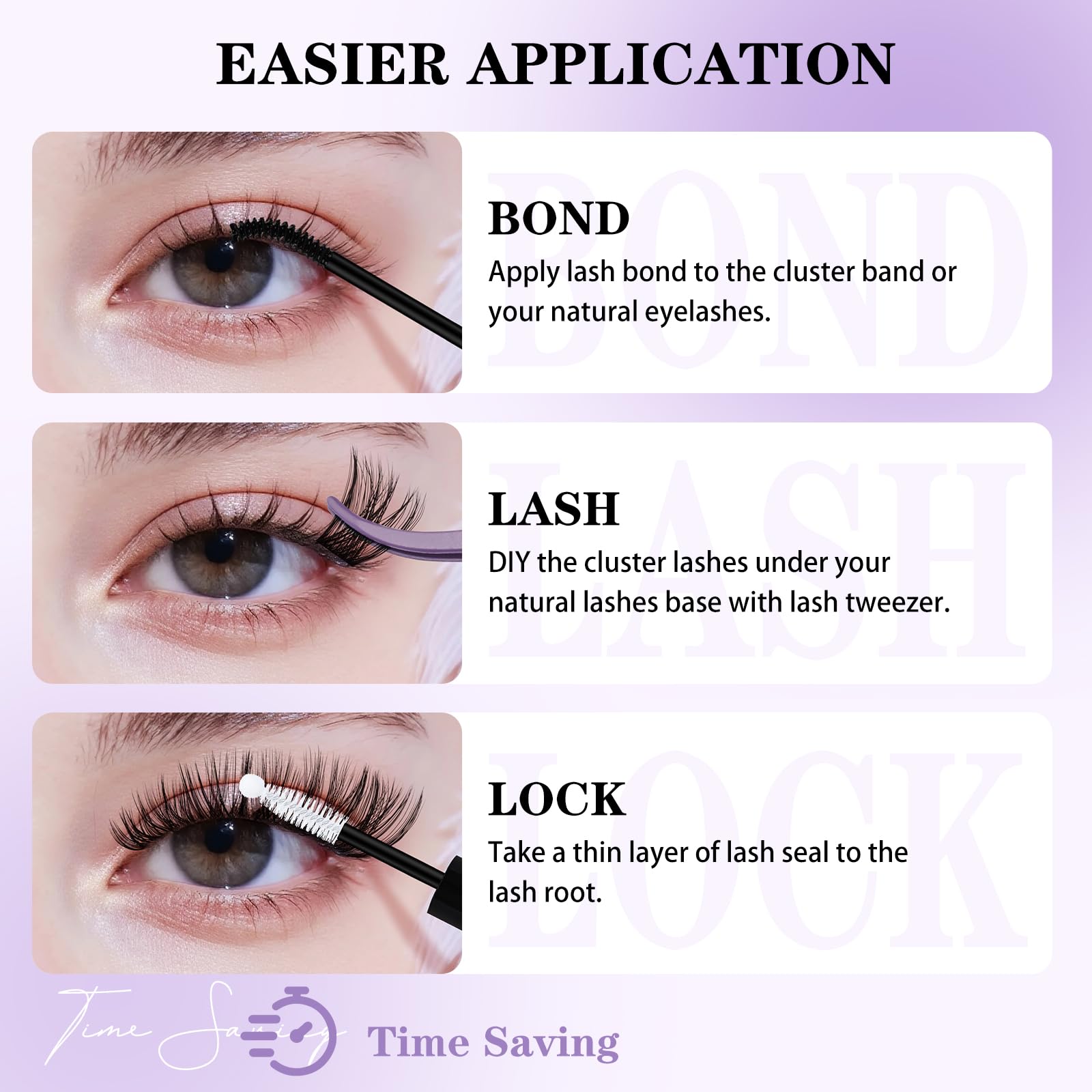 B&Qaugen Lash Clusters B05 D Curl 8-16mm manga-inspired volume without heaviness