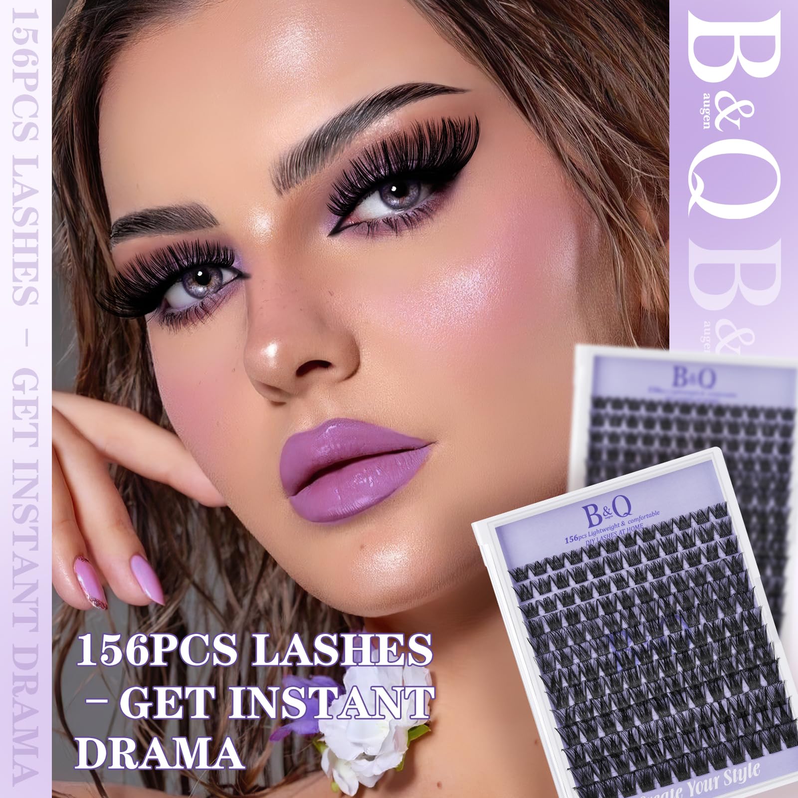 B&Qaugen Lash Clusters B05 D Curl 8-16mm vegan, knot-free, matte finish for day-to-night style