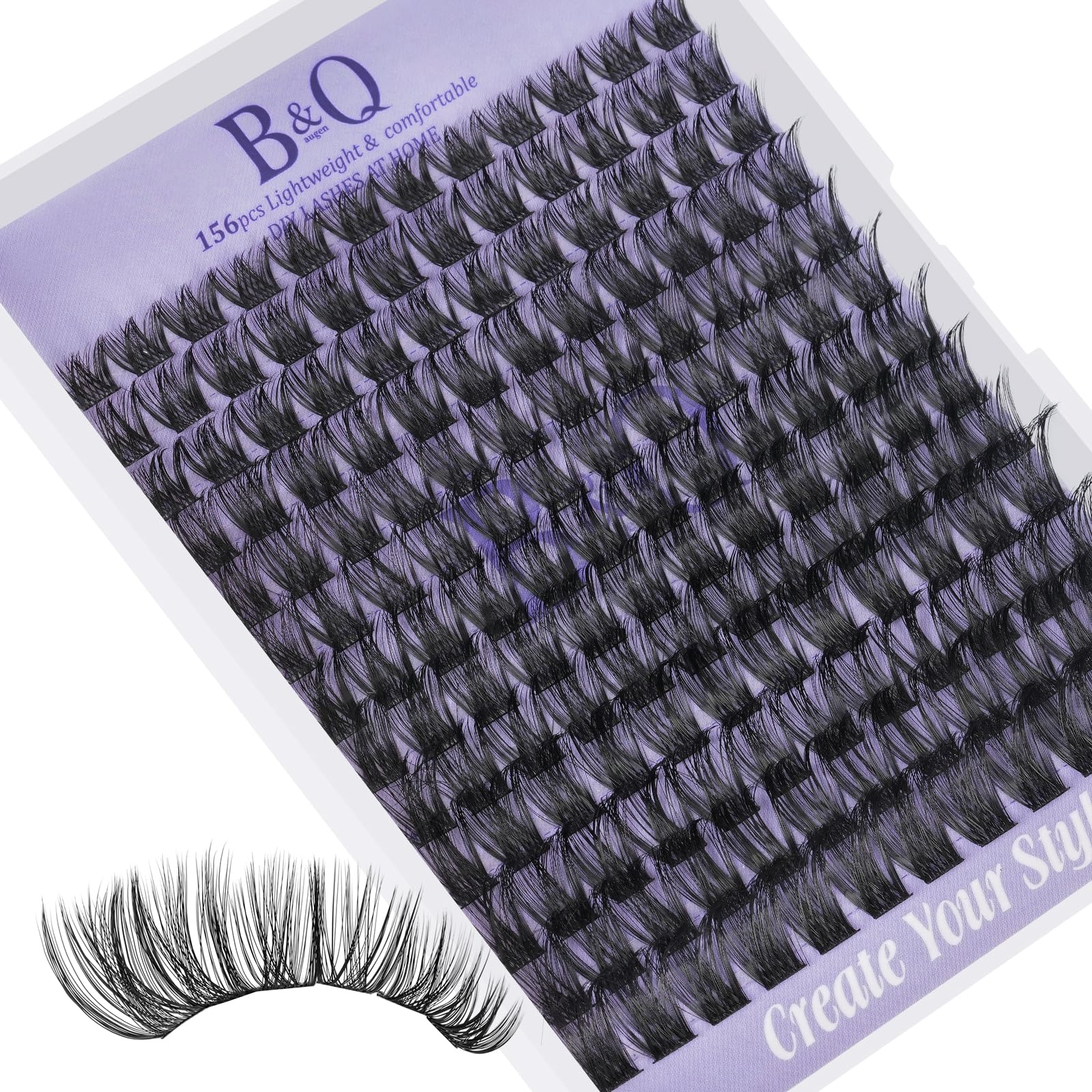 B&Qaugen Lash Clusters B05 D Curl 8-16mm tray shows versatile lashes for at-home wear