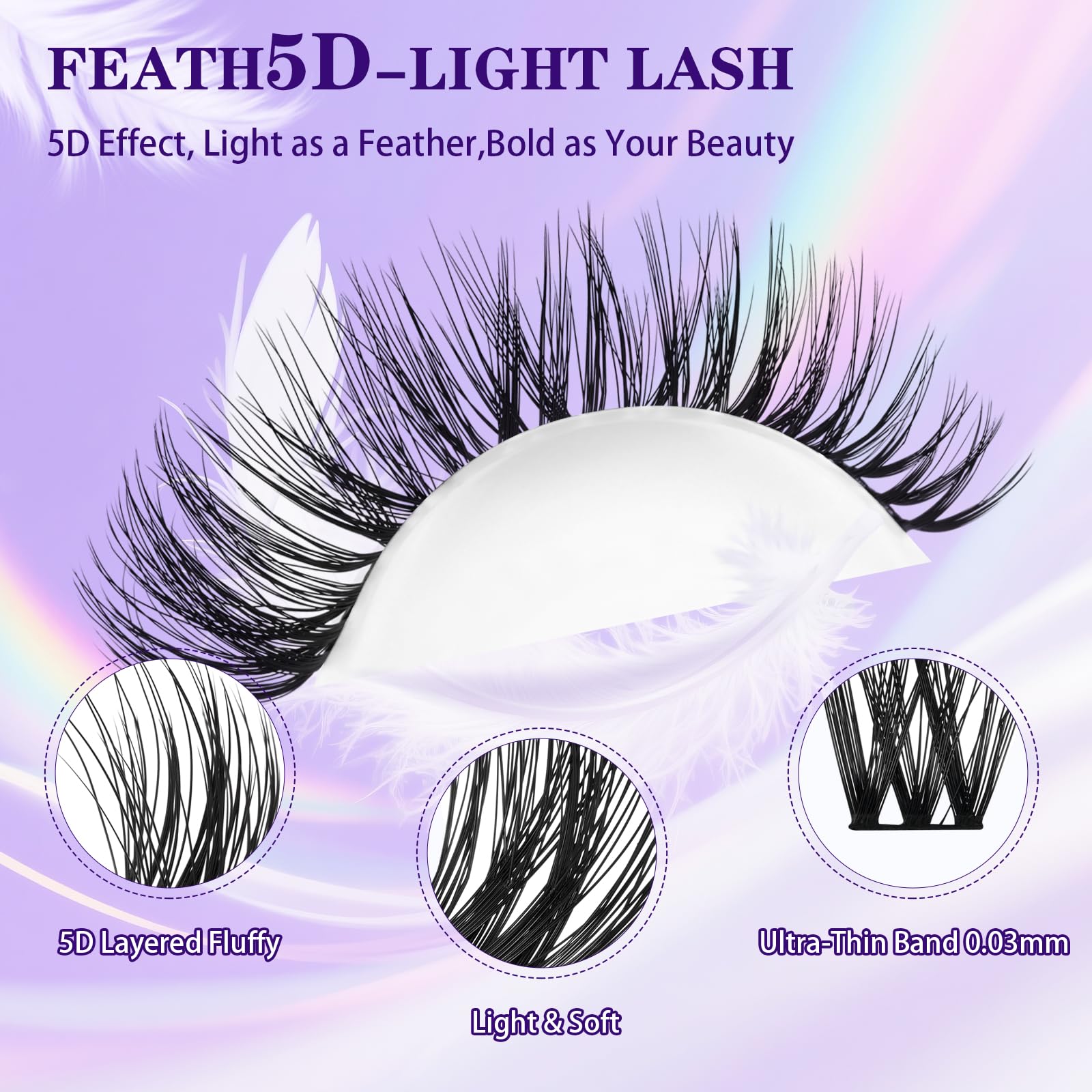 B&Qaugen lash clusters featherlight fiber for all-day comfort