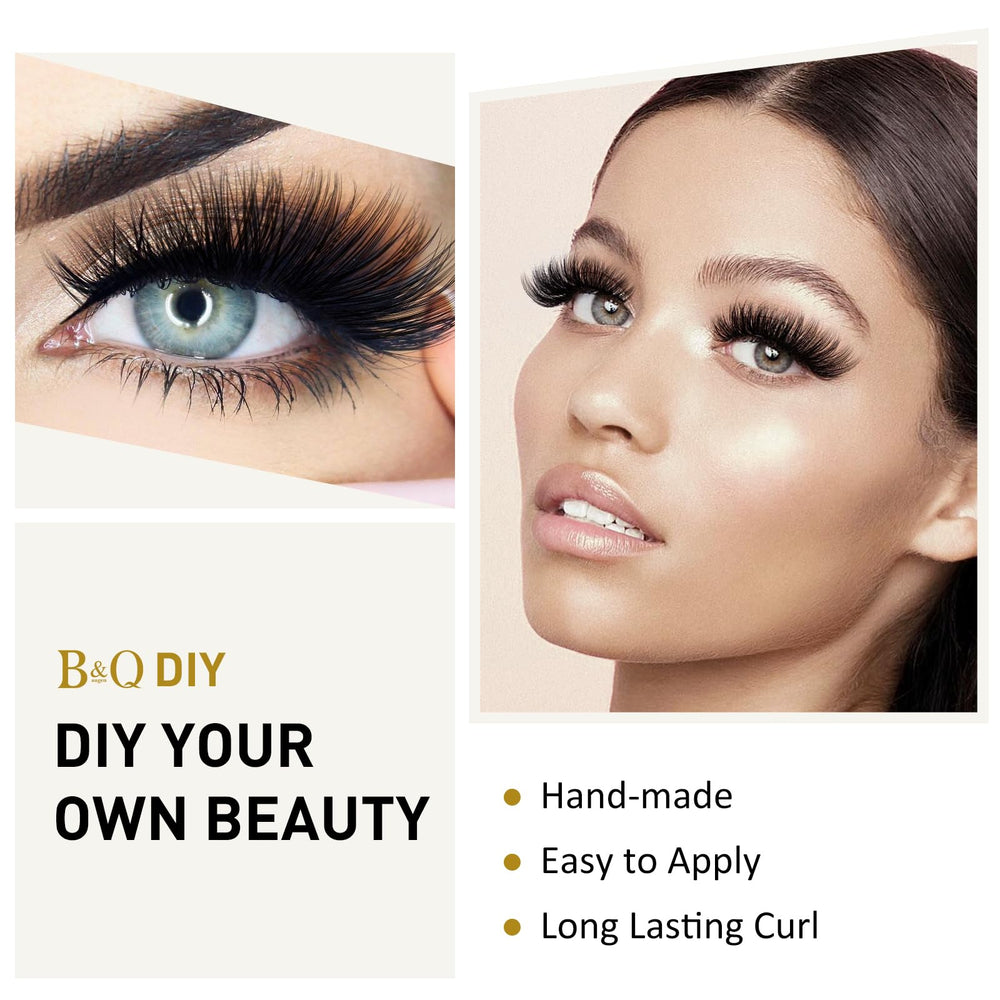 BQaugen glam-cat-eye lash clusters create a defined, dramatic eye shape.