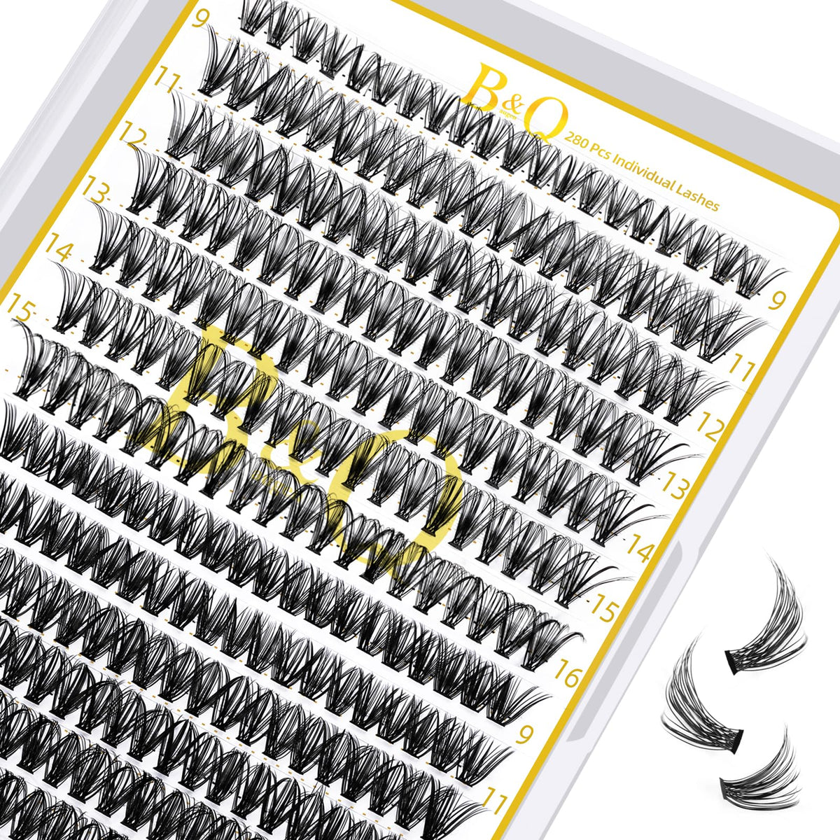 B&Qaugen lash clusters tray with 280 pieces for at-home lash application