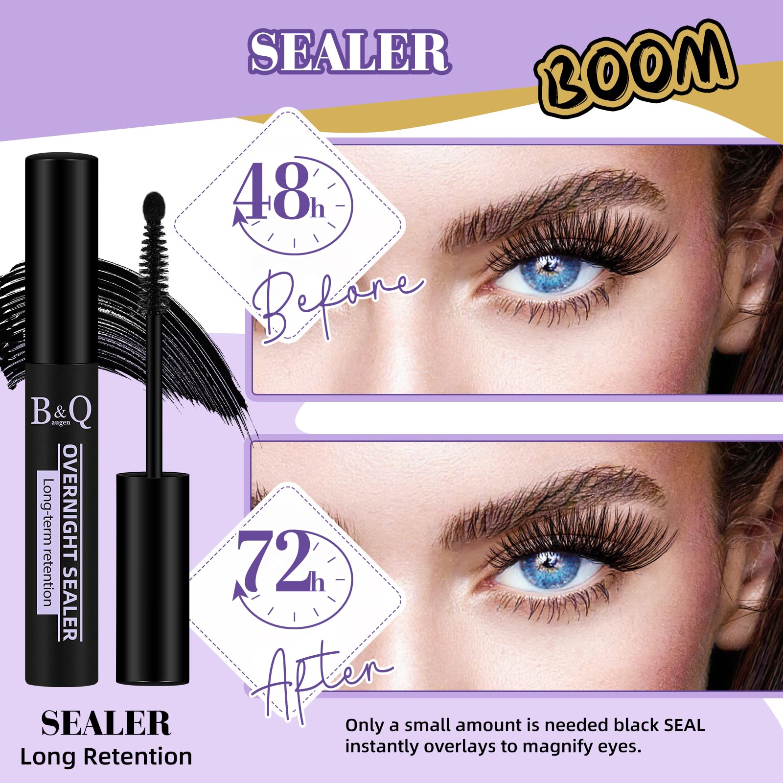 Packaging and 10ml bottle of B&Qaugen lash sealer for at-home use.