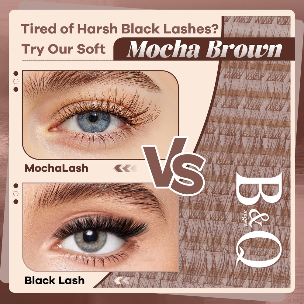 Lightweight, comfortable MochaLash cluster with natural wispy effect.
