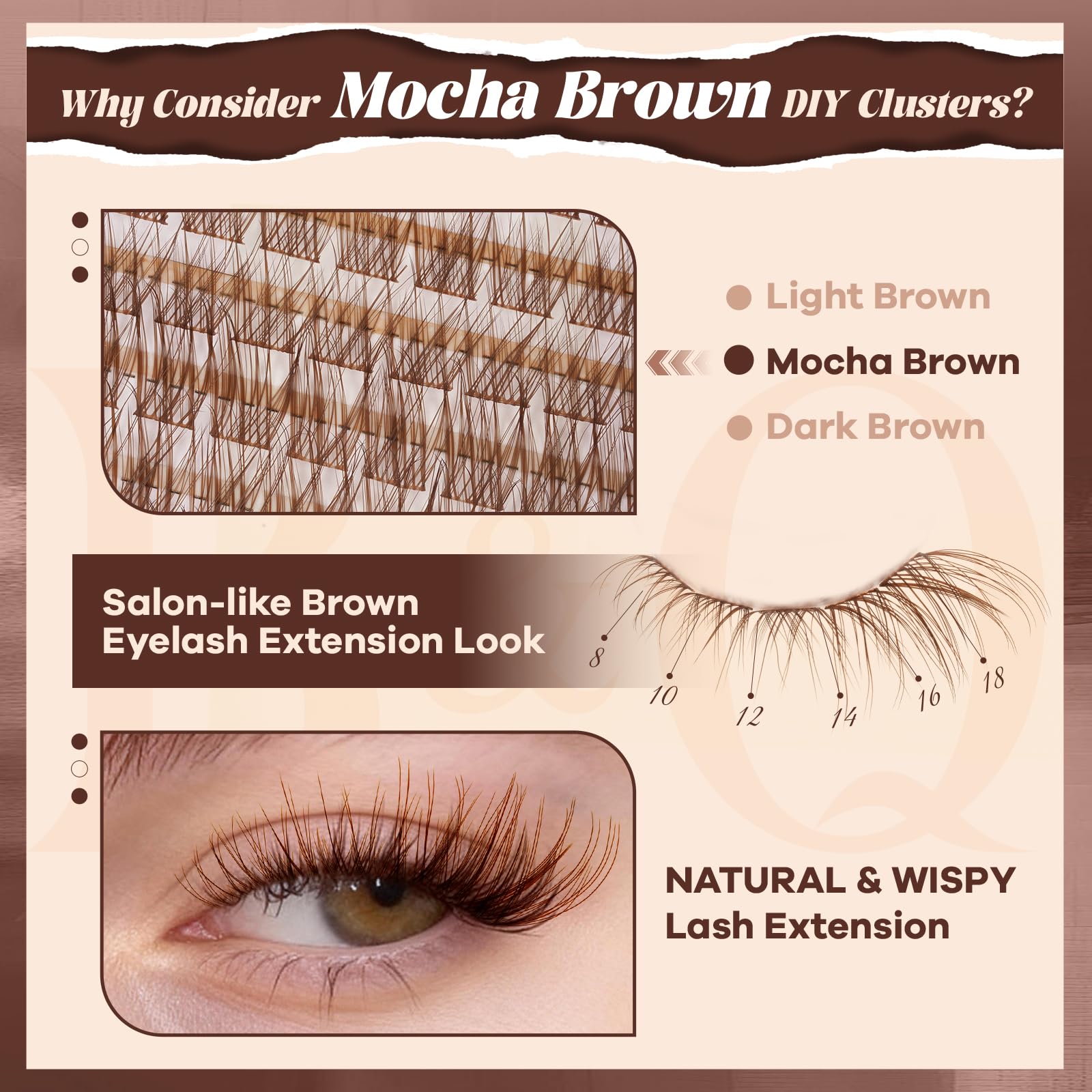 Wispy brown clusters create a subtle, real-looking lash line for everyday wear.
