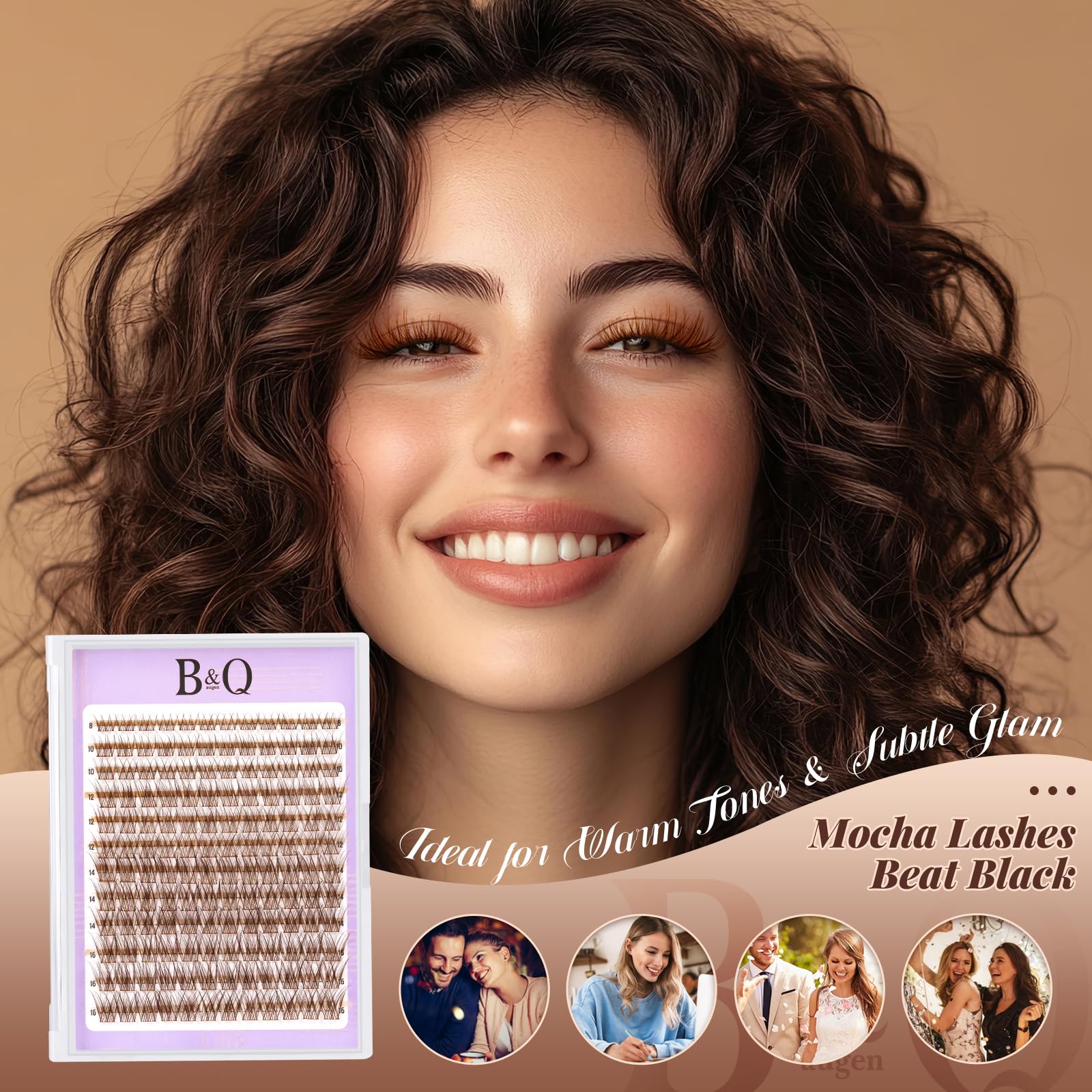 Reusable MochaLash clusters offer long-lasting wear with gentle maintenance.