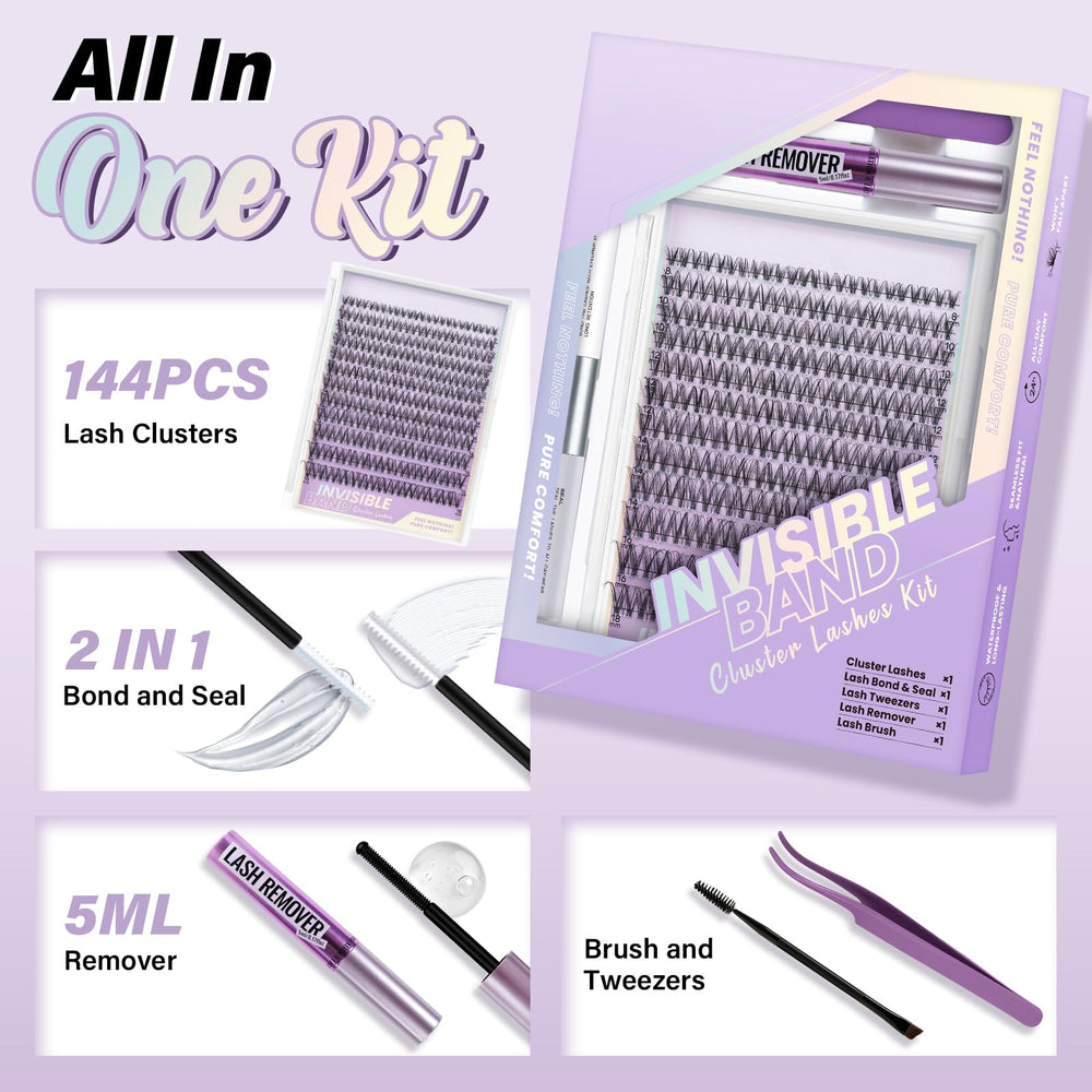 Clear band design for precise lash alignment.