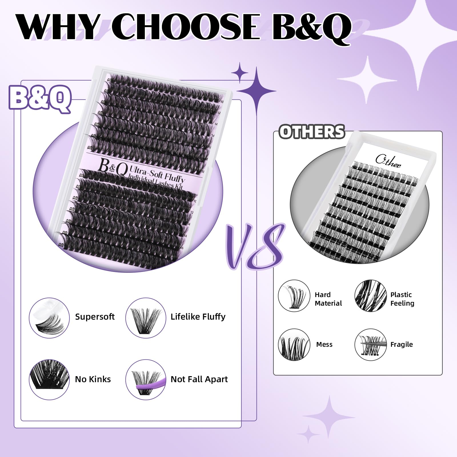 B&amp;Qaugen waterproof and long-lasting lash clusters withstand daily wear.