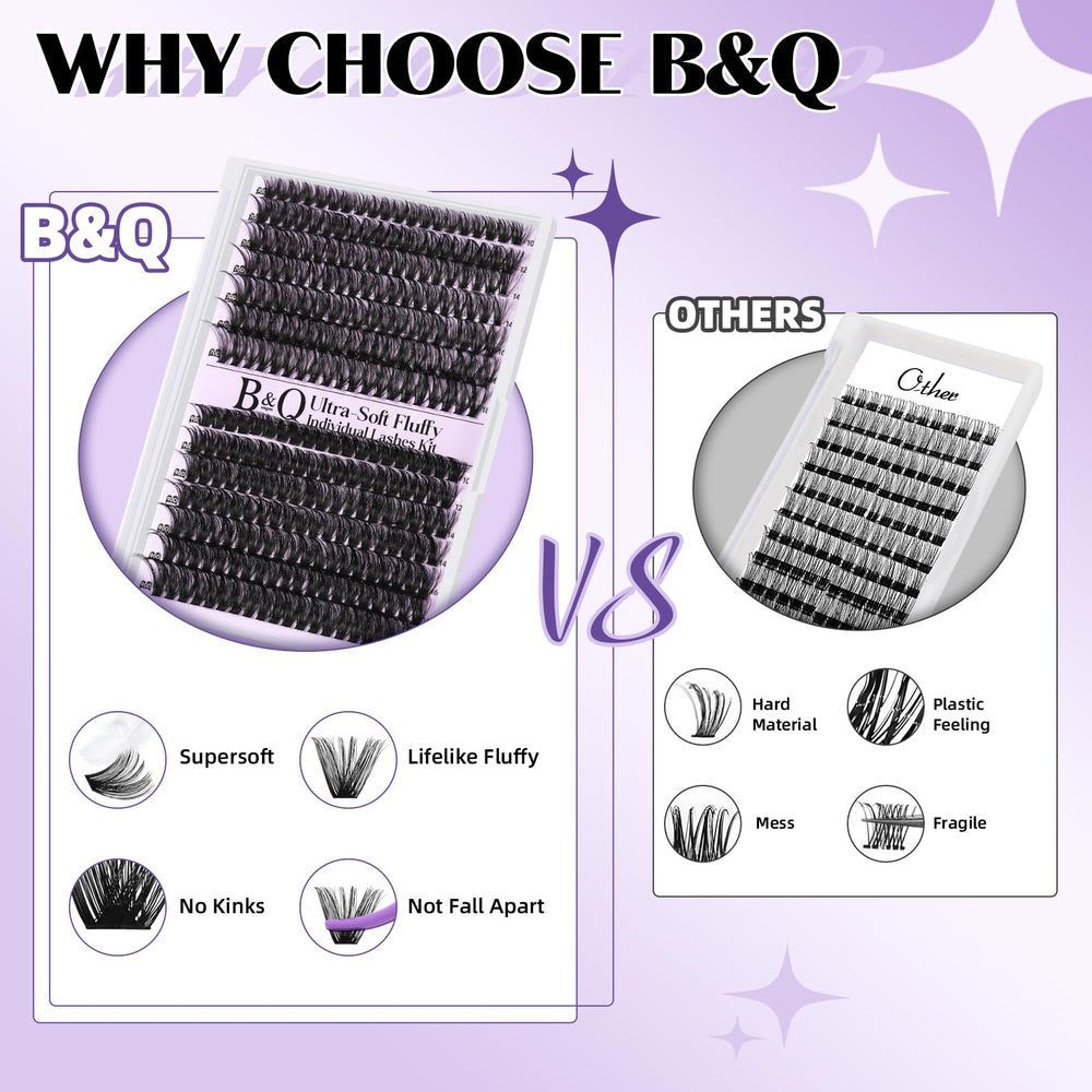 B&amp;Qaugen waterproof and long-lasting lash clusters withstand daily wear.