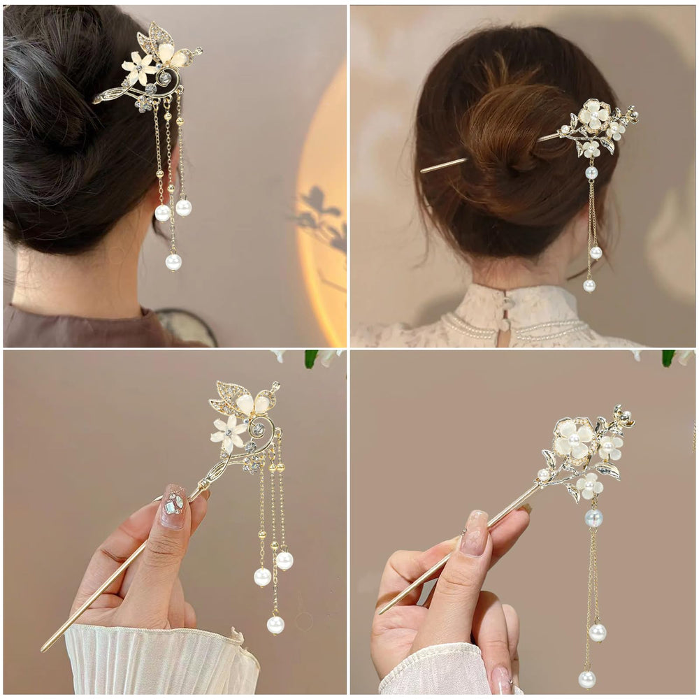 BQSAZHYJ flor Magnolia palillo para cabello, toque vintage duradero