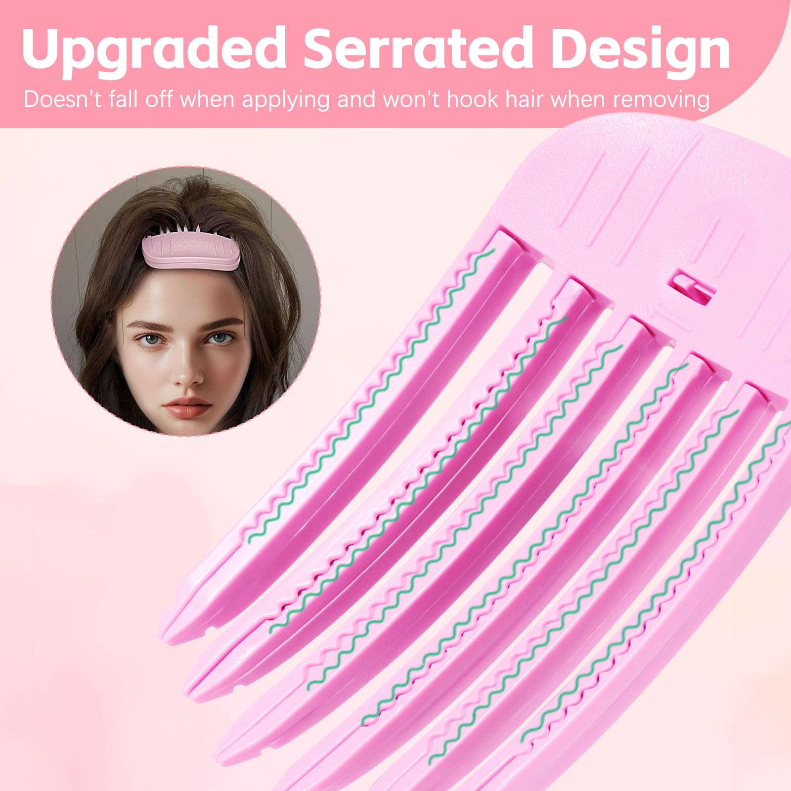 Branbox clip volumen rosa en peinado, elevación de raíces para mayor plenitud.