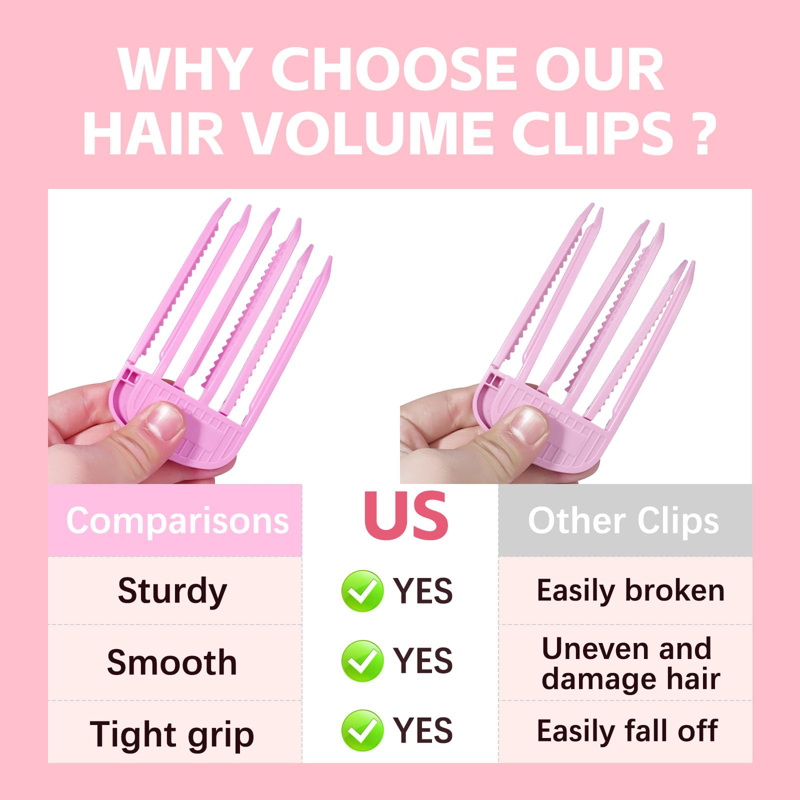 Branbox clip volumen rosa resistencia al calor para peinados con secador.