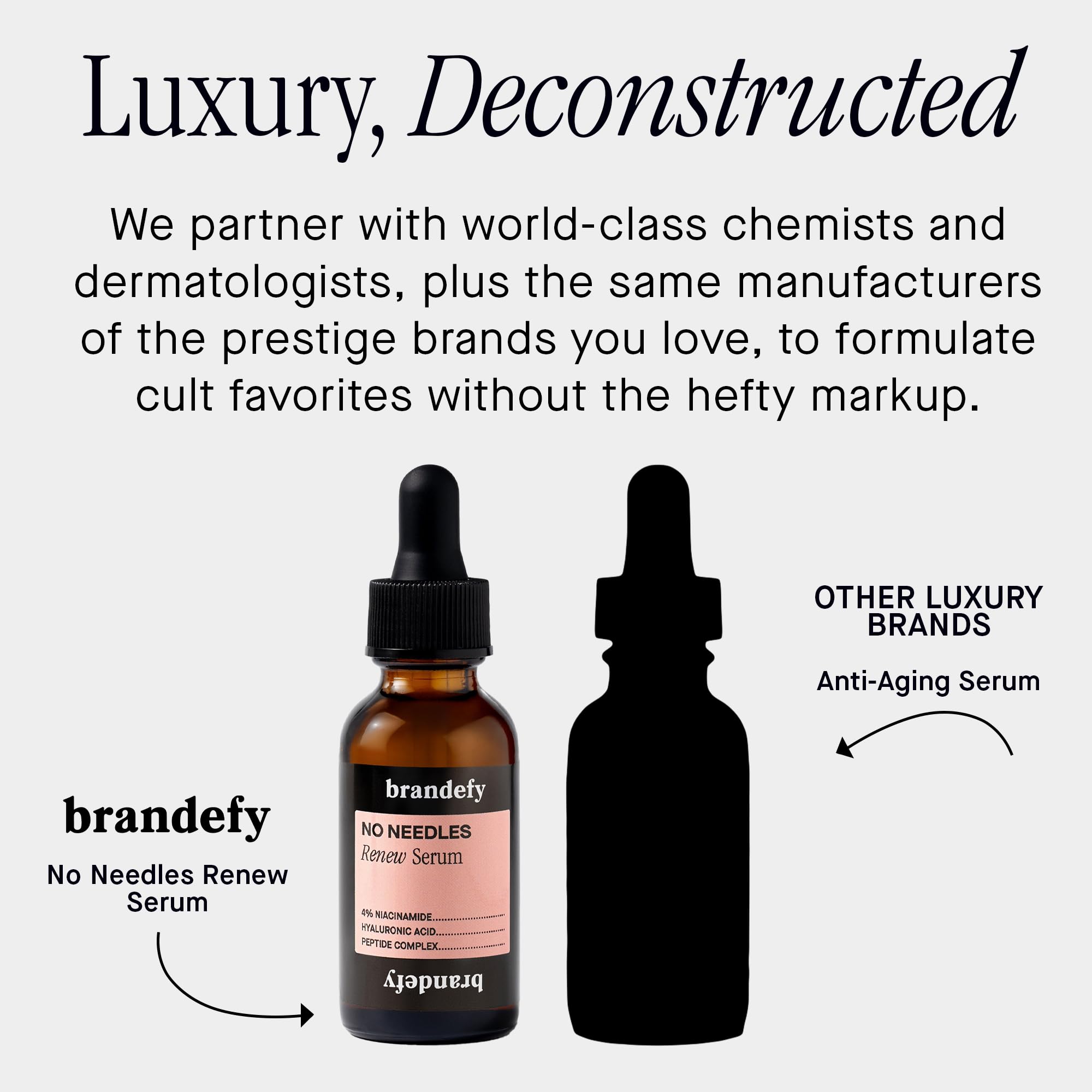 Brandefy No Needles serum USA-made seal signals quality and trust.
