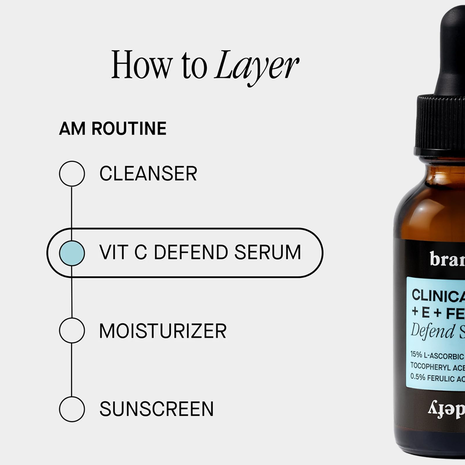 Brandefy Vitamin C serum with seal suggests dermatologist-approved formula.