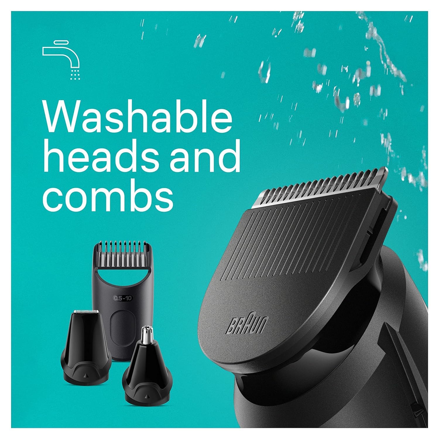 Braun cordless runtime up to 50 minutes for long grooming sessions