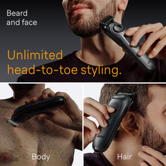 Braun 5471 beard and precision trimmer head attachment enables precise detailing.