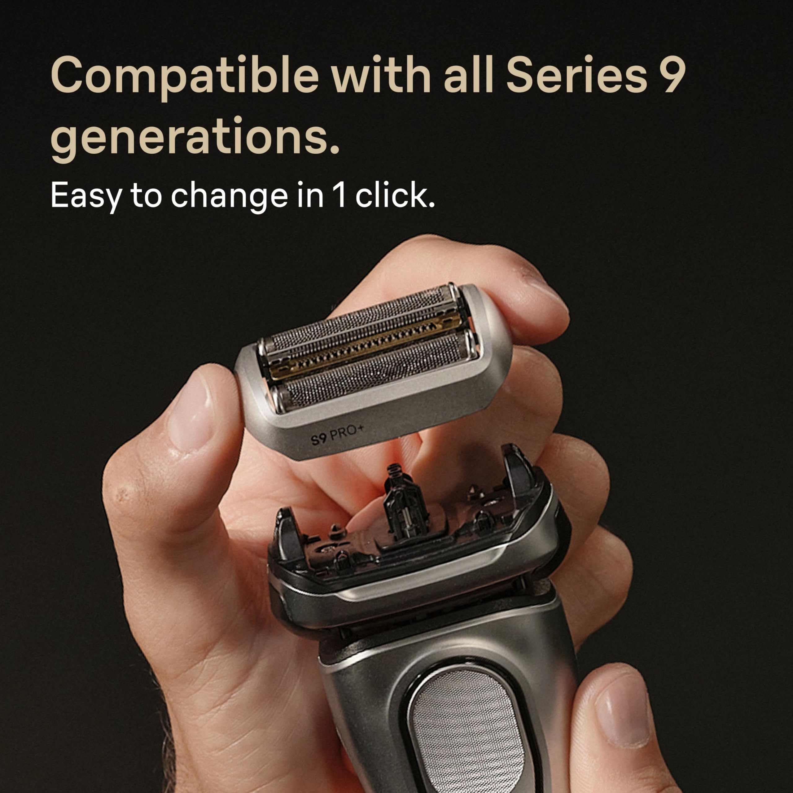 Braun 92S shaver head close-up highlighting five synchronized elements for efficiency.