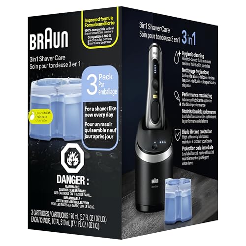 Three-pack packaging shown as cost-effective refills for steady shaving.