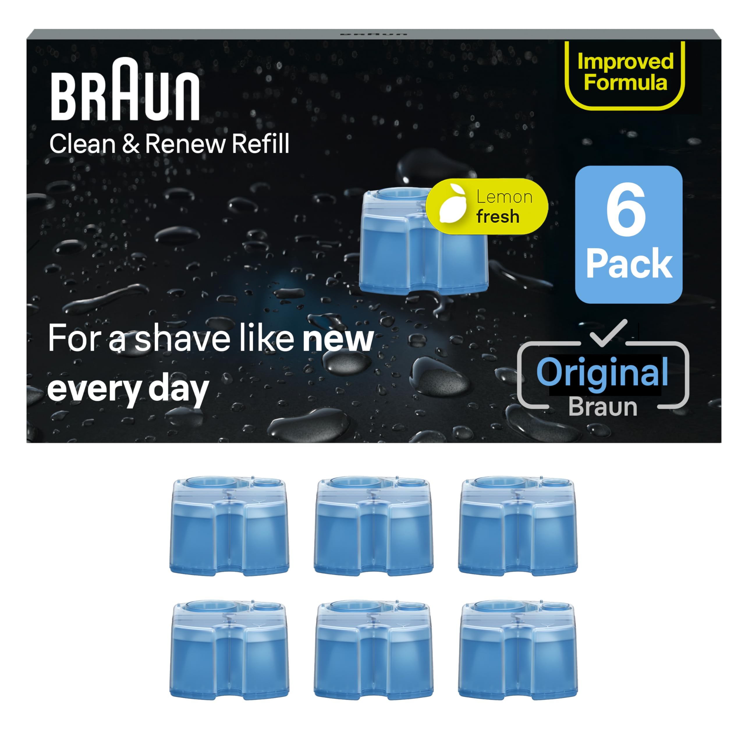 Braun Clean & Renew CCR refill cartridge pack 6 for hygienic shaves