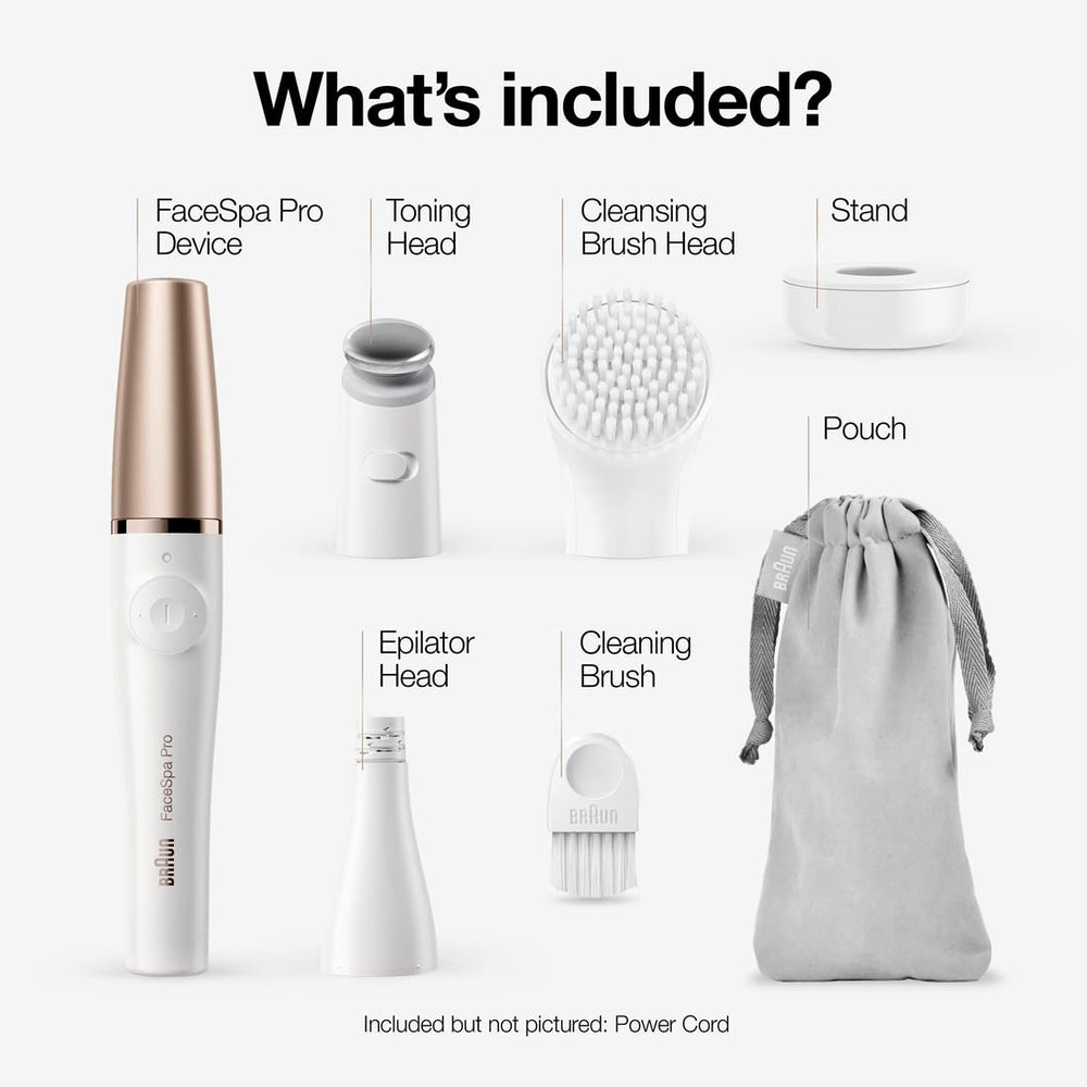 Braun FaceSpa Pro 911 cleansing brush removes makeup for purified skin.