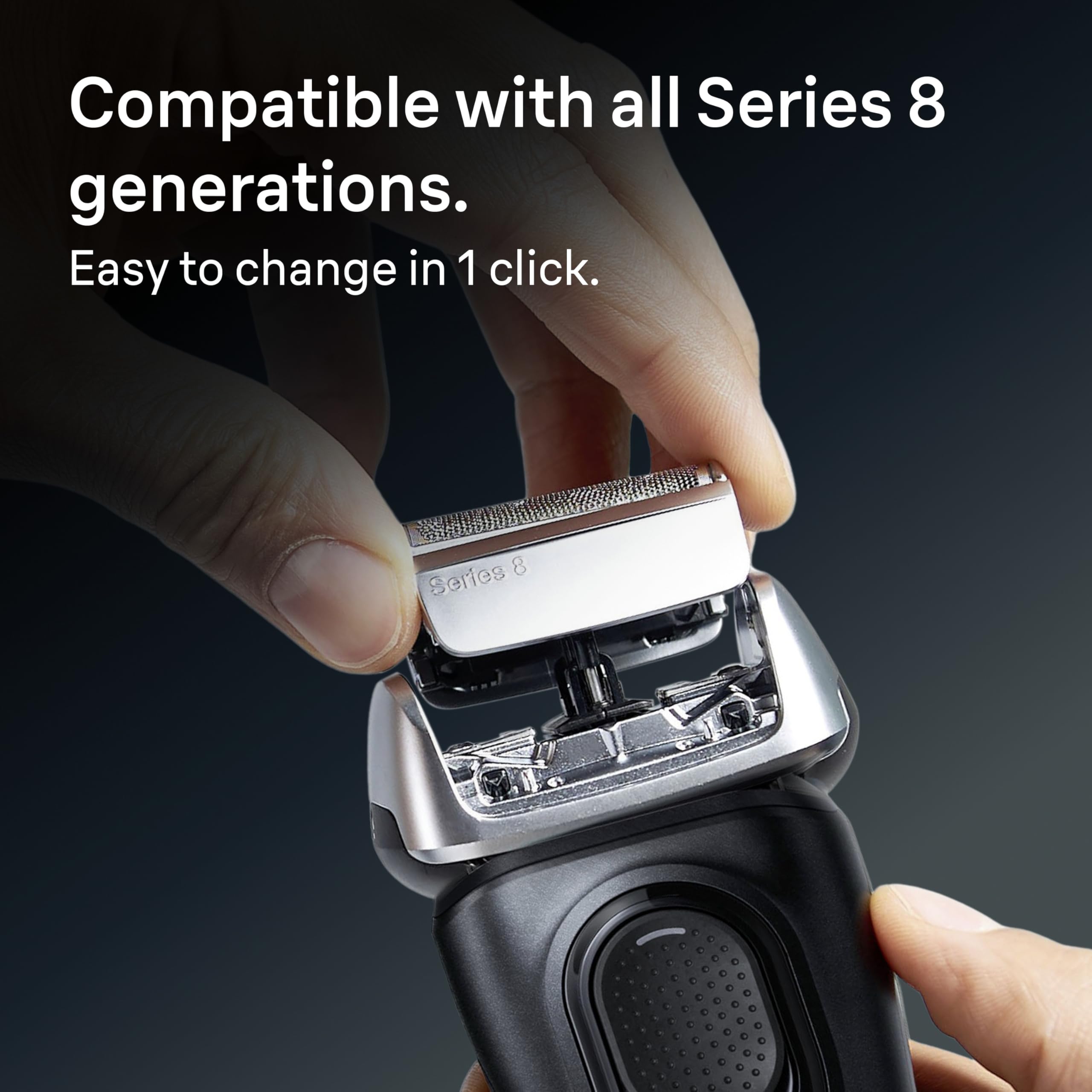 Easy-click replacement head installation on Braun shaver