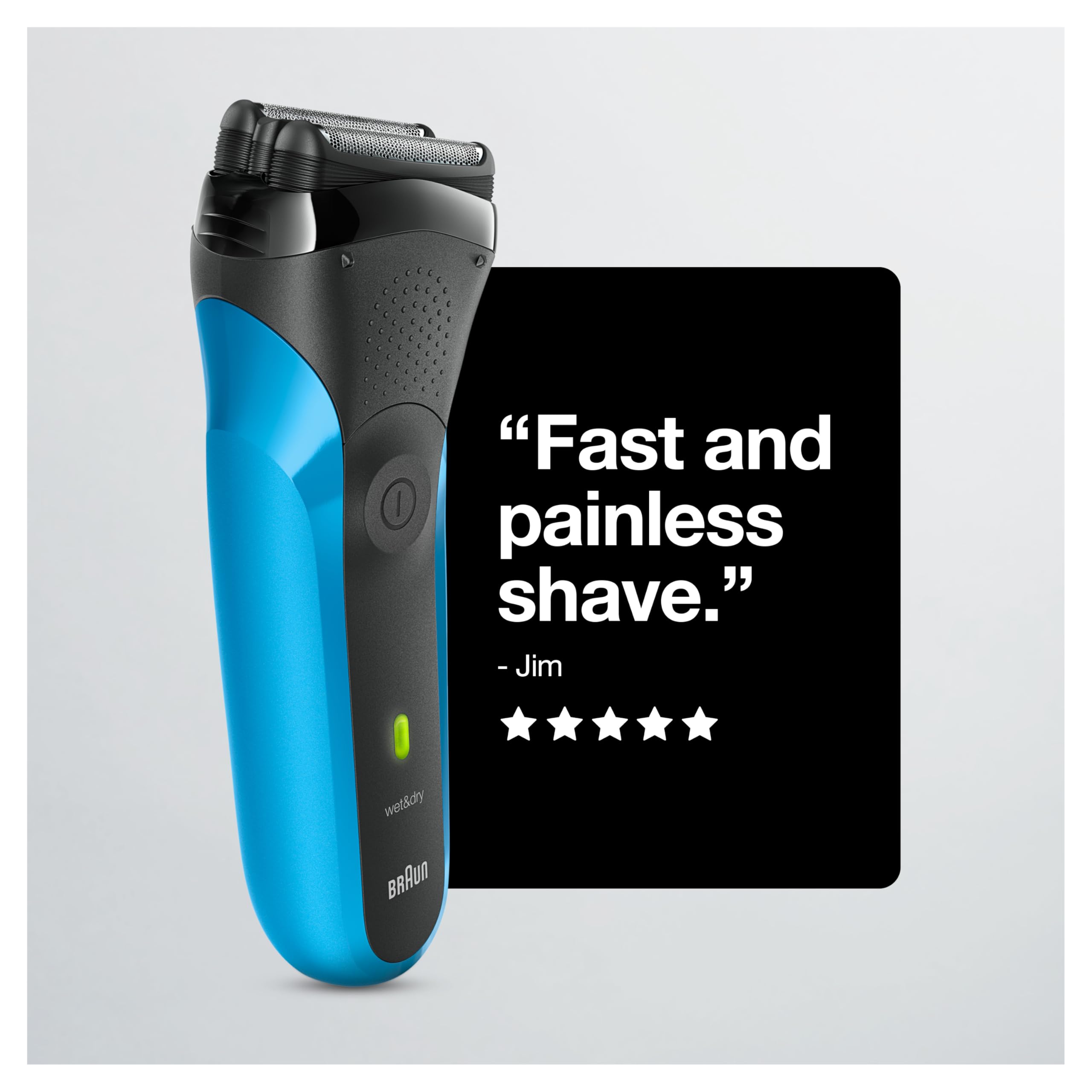 Braun Series 3 310s blue design with ergonomic grip