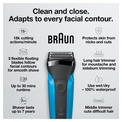 Braun Series 3 310s middle trimmer close-up trims long hairs